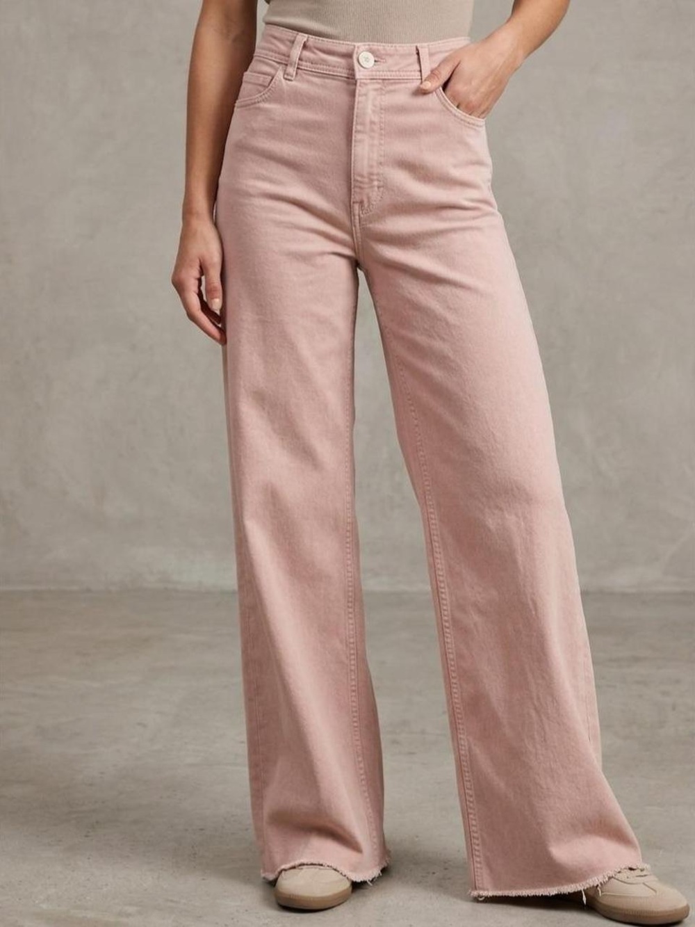Zara the Marine Wide Leg High-Rise Jeans in Dusty Pink